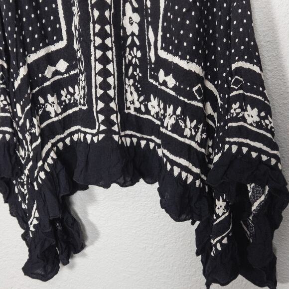 Free People Printed Tank Top Black White Size Small Boho Chic - Picture 5 of 8
